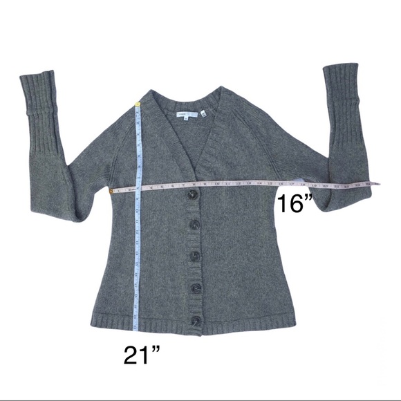 Vince grey 80% wool large button cardigan size M - Picture 2 of 14